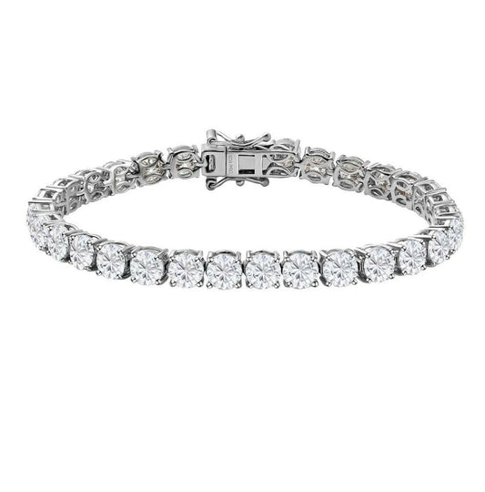 Moissanite Diamond White Gold Bracelet, Silver Tennis Bracelet